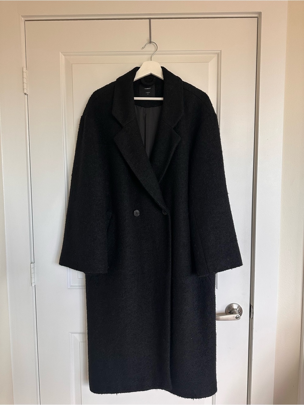 Relaxed Black wool blend coat - kimono style sleeves